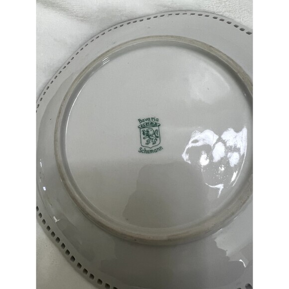 Vintage Schumann Bavaria Plate Gold Edge Floral Bouquet Pattern - Picture 2 of 3
